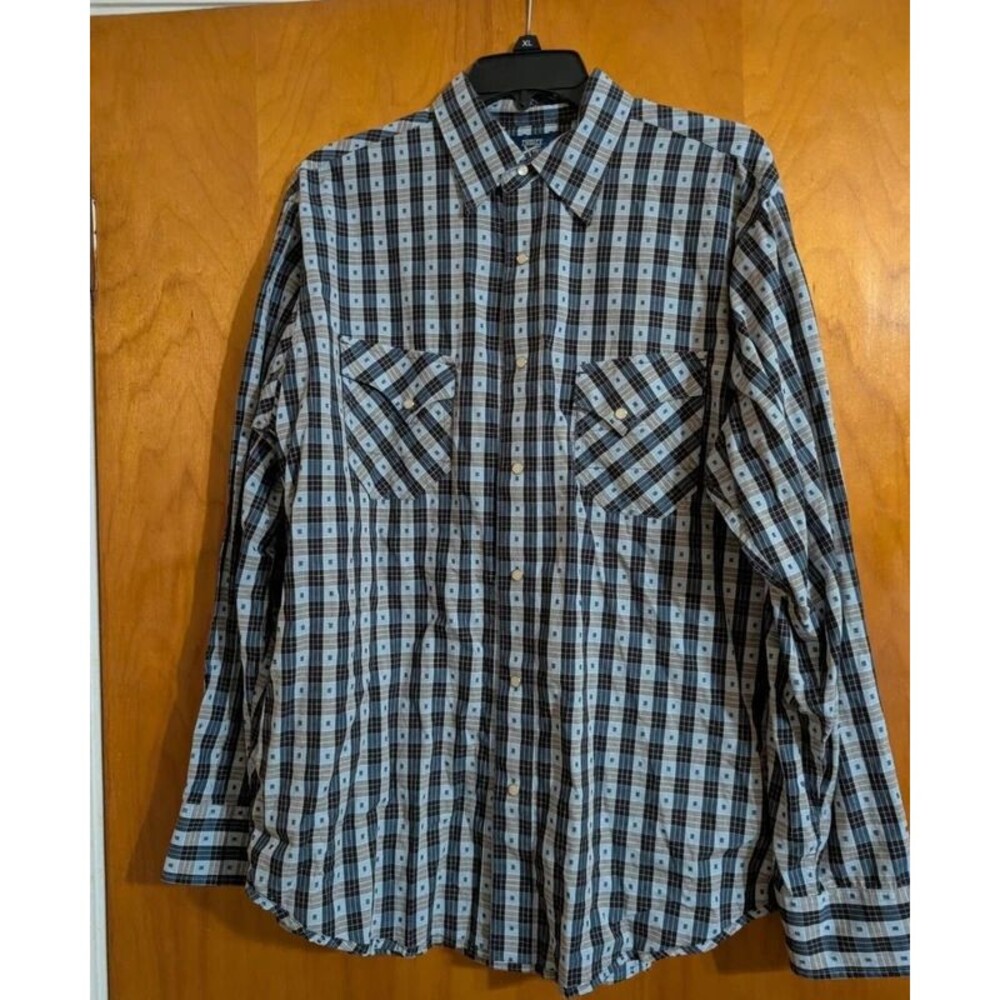 20 Extreme Wrangler Jean Company Large Pearl Snap Long Sleeve Shirt